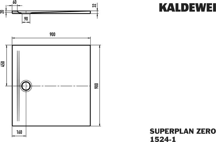 Produktbild Kaldewei Superplan Zero Duschfläche, 90x90cm, 35240001