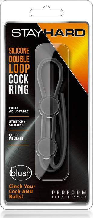 Actual product image Blush Stay Hard Double Loop Cock Ring Black (10.50 cm)