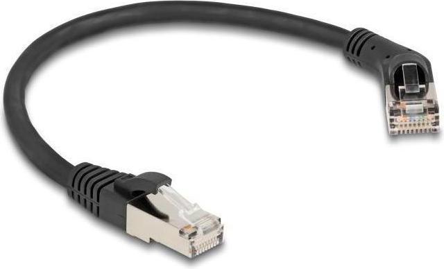 Actual product image Delock RJ45 network cable Cat.6A S/FTP plug 45ï¿½ angled to the right to plug straight 0.25 m (S/FTP, CAT6a, 0.25 m)