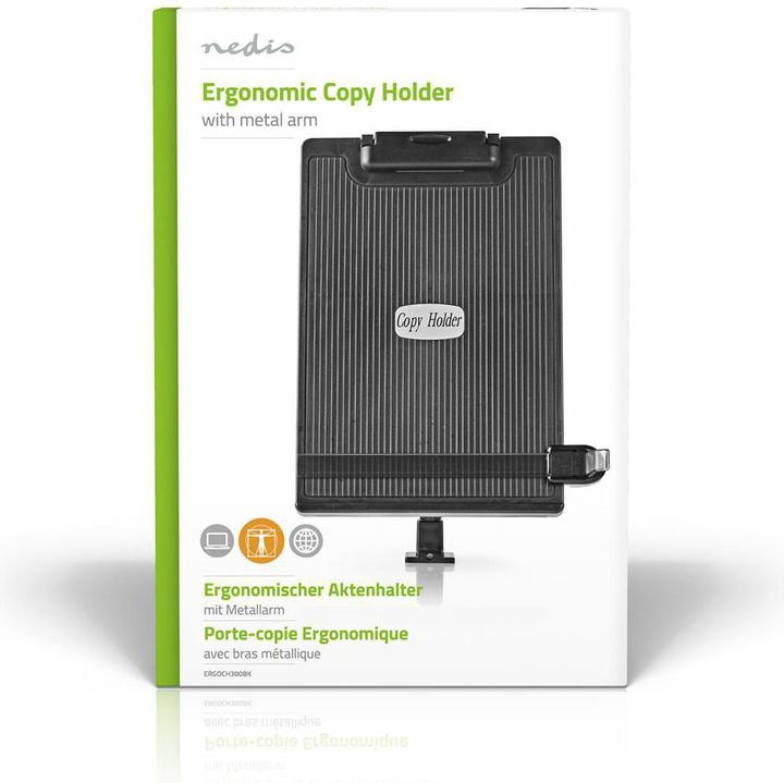 Actual product image Nedis Document Holder Ergonomic File Holder Fully Mobile Desk Holder Black Grey/Black, ER (1 x)