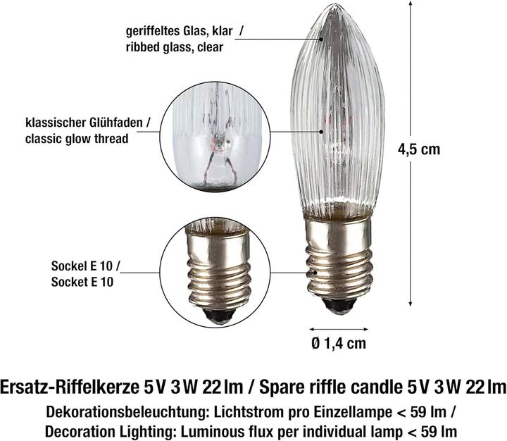 Produktbild Hellum Riffelkerze (E10, 3 W, 22 lm, 25 x)