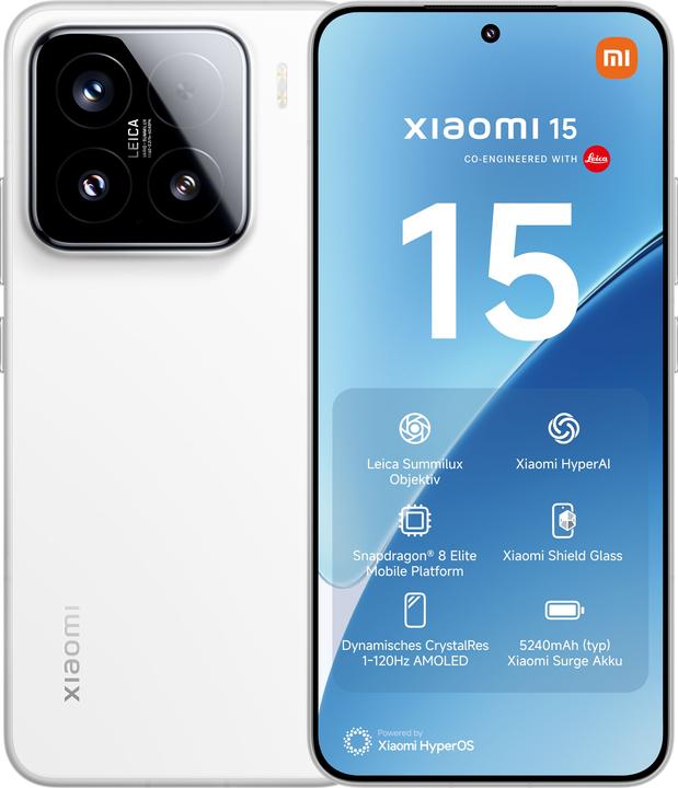Produktbild Xiaomi 15 (512 GB, White, 6.36", Dual SIM, 50 Mpx, 5G)