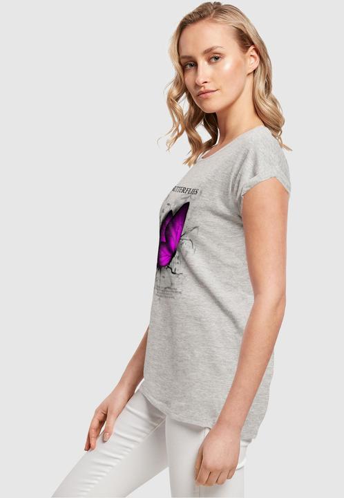 Produktbild Merchcode Ladies Butterflies Extended Shoulder Tee - 112637 (S)