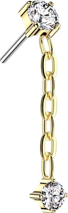 Actual product image Star Piercing Threadless gold-plated crystal silver pendant chain crystal silver (Titanium G23, without brass)