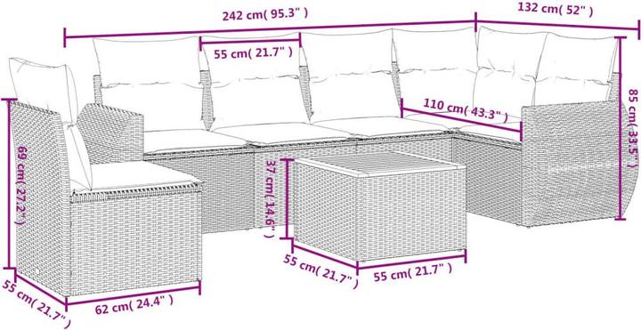 Immagine prodotto VidaXL Set da salotto da giardino da 10 pezzi con cuscini