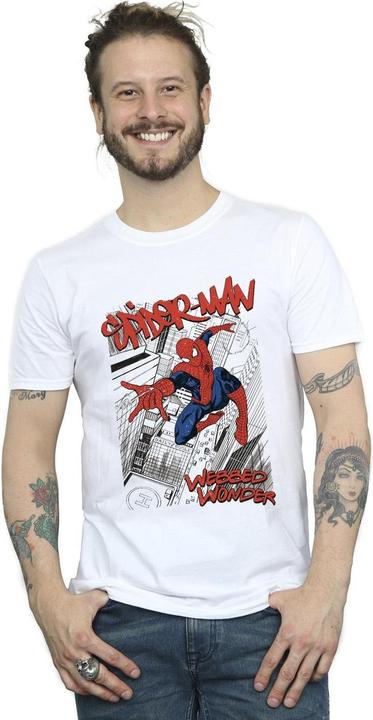 Actual product image Mens Spider-Man Sketch City T-Shirt (5XL)