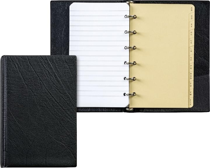 Ring binder A7 imitation leather 6 rings 10mm incl. insert black (A7, 128 mm, 1 Piece)