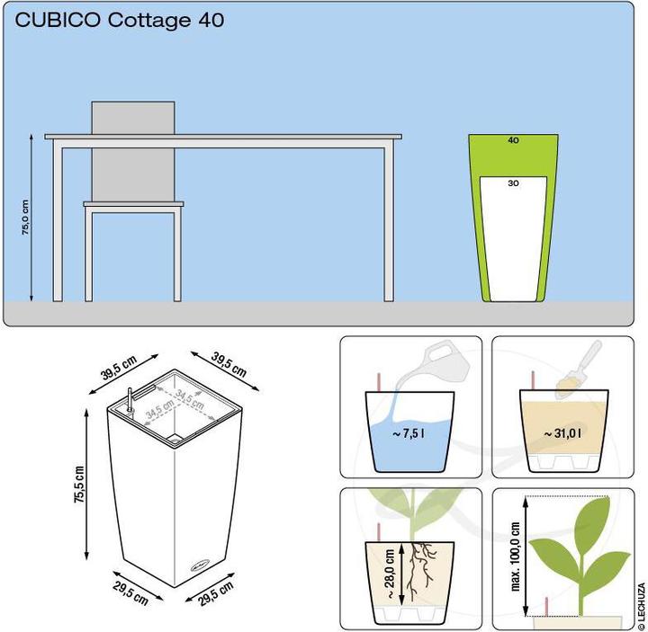 Immagine prodotto Lechuza Vaso da fiori Cubico Cottage 40 (40 cm)