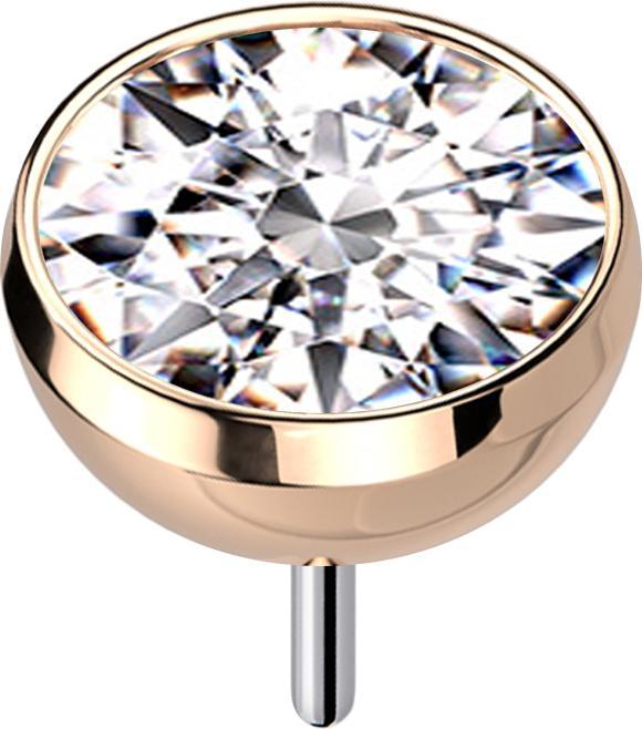 Actual product image Star Piercing Threadless Halbkugel rosegold mit Kristall silber (without brass, Titanium G23)