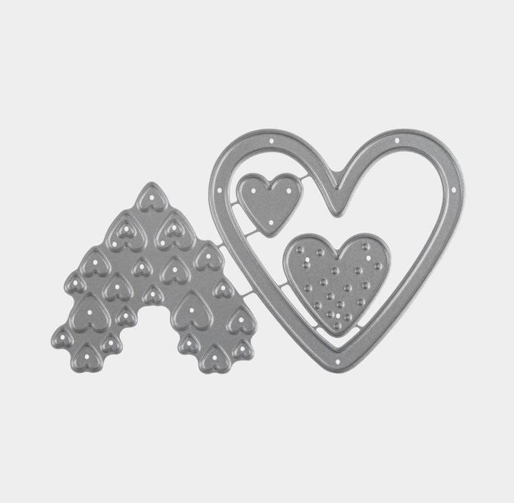 Image du produit Rayher Set de pochoirs de découpe coeurs, 0.4 - 6.3 cm x 0.4 - 6 cm, argent, 4 pièces