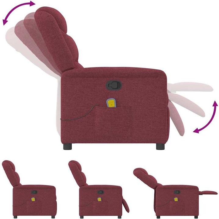 Actual product image VidaXL Massage armchair Wine red fabric Massage TV armchair