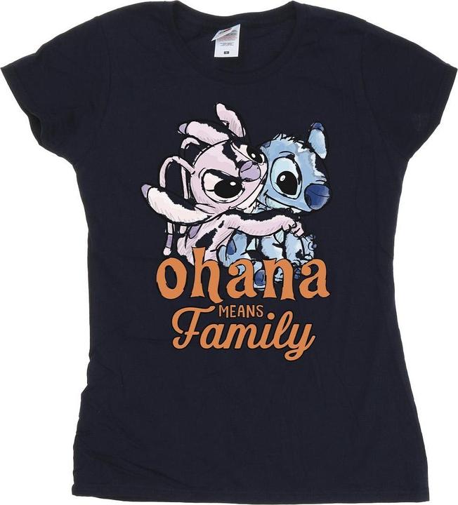 Actual product image Disney Womens/Ladies Lilo And Stitch Ohana Angel Hug Cotton T-Shirt (L)