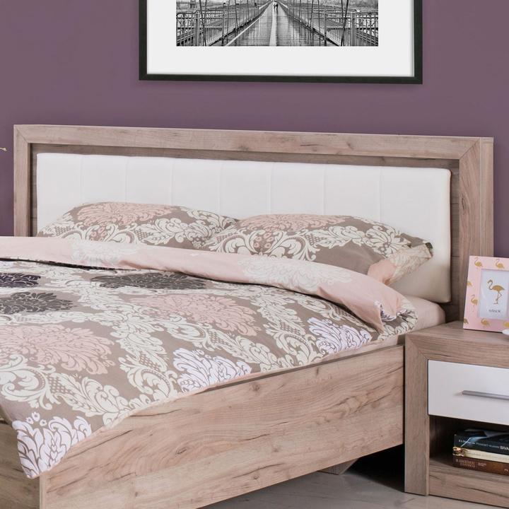 Image du produit Floki24 Lit double en bois Lit rembourré Cadre de lit matrimonial avec sommier à lattes Chêne gris (160 x 200 cm)