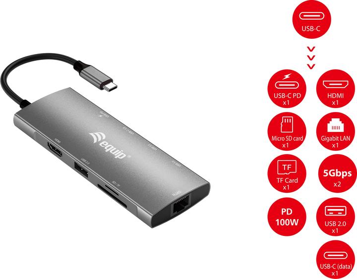 Image du produit equip 9-in-1 Multifunctional Adapter (USB-C, 9 Ports)