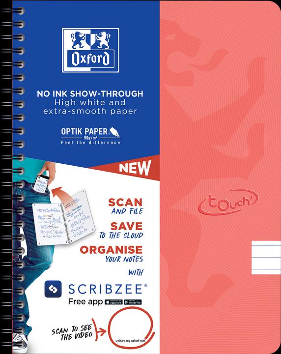 Image du produit Oxford Cahier à spirales Touch A5 ligné (A5, À rayures)