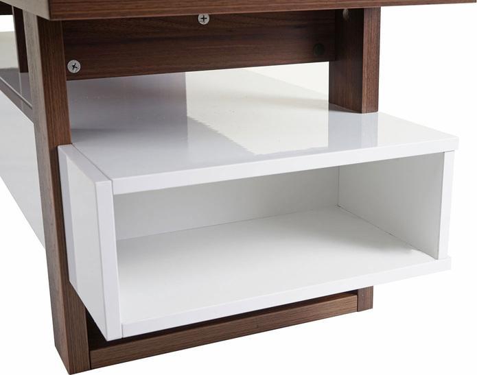 Produktbild Swisshandel24 TV-Rack, Fernsehtisch Lowboard Schrank, 3D-Struktur Walnuss-Optik hochglanz 46x150x45cm