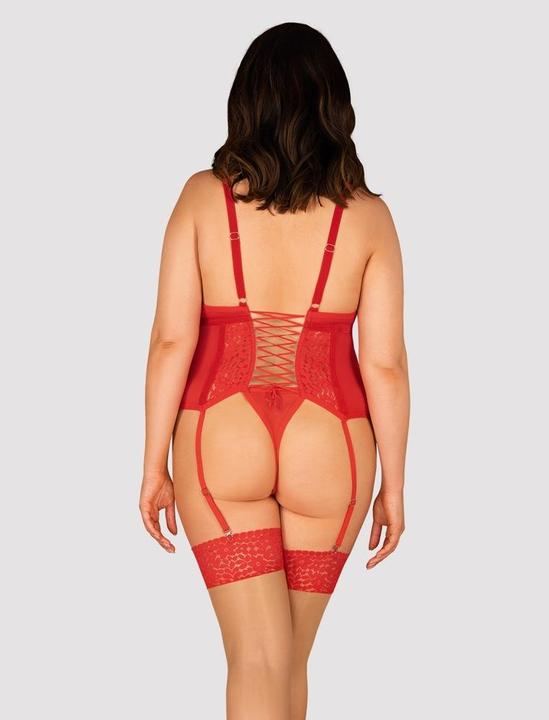 Actual product image Obsessive Suspender chemise with floral lace plus thong (6XL)