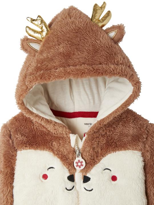 Actual product image Vertbaudet Christmas baby plush jumpsuit, reindeer (98)