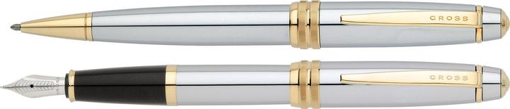 Produktbild Cross Schreibgeräteset Bailey Medalist Kugelschreiber + Füllhalter Glanzchrom/gold (Glanzchrom mit Goldapplikationen, 1 x)