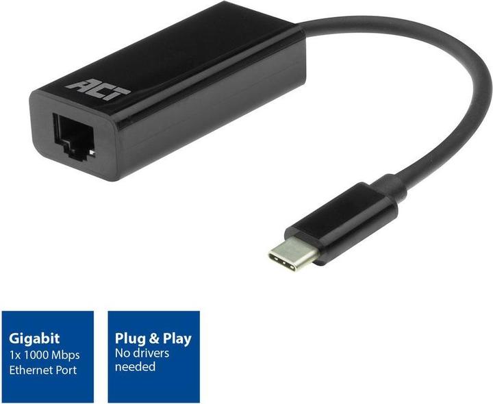 Actual product image USB-C Gigabit network adapter (USB-C, RJ45 Gigabit Ethernet (1x))