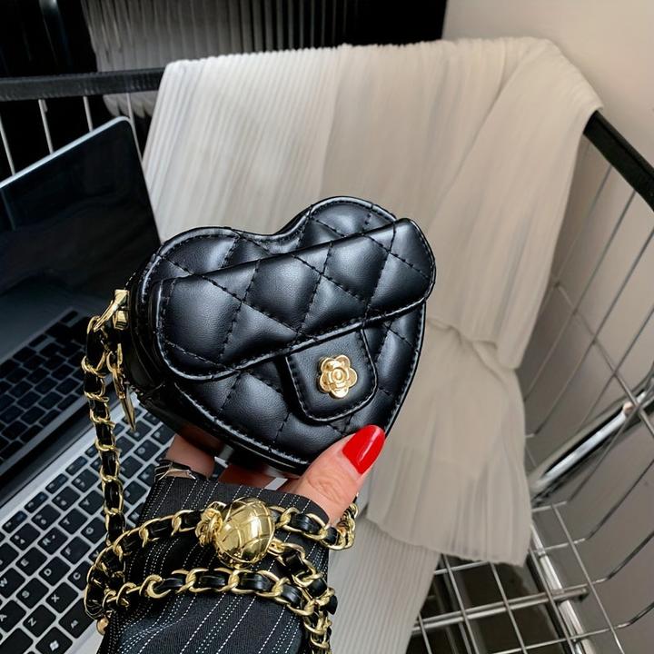 Actual product image Only-Bags.Store Heart-shaped mini cross-body bag, fashion embroidered PU leather bag, cute trendy accessory