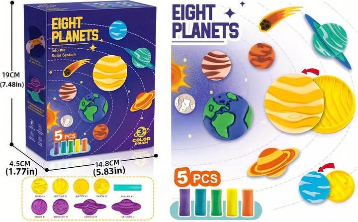 Image du produit Activity Board Set d'argile à modeler pour enfants - 14 pièces en pâte à modeler sur le thème de l'espace avec des