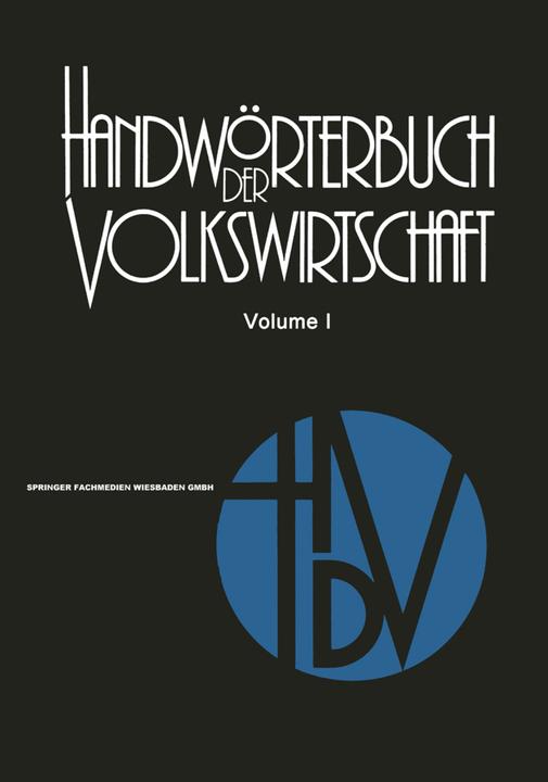 Produktbild Handwörterbuch der Volkswirtschaft (Deutsch, 1978)