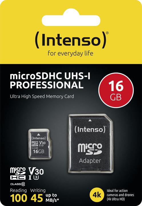 Actual product image Intenso Micro SDHC Card (16 GB, microSDHC, U1, UHS-I)