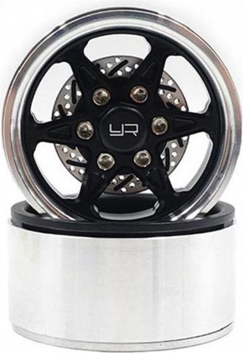 Produktbild Yeah Racing Felgen BXC 1.9 6 Speichen Beadlock Schwarz, 2 Stück