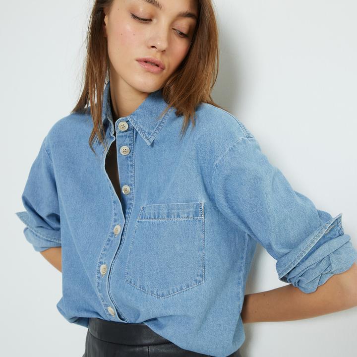 Actual product image La Redoute Collections Denim shirt with long sleeves (44)