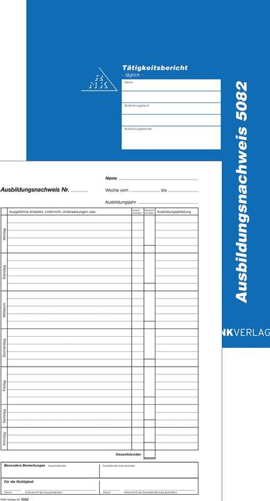 Produktbild Rnk Verlag Ausbildungsnachweis-Block, t„glich, DIN A4 (28 x)