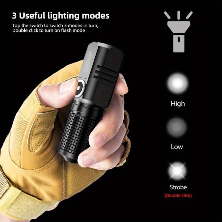 Produktbild PhoneLook Mini LED Taschenlampe Ultrastarke Leuchtkraft mit integriertem Akku & 800 Lumen (USB-C)