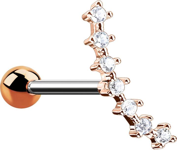 Immagine prodotto Star Piercing Micro Barbell rosegold mit Kugel und Halbmond mit Kristall (Acciaio chirurgico 316L, Ottone)