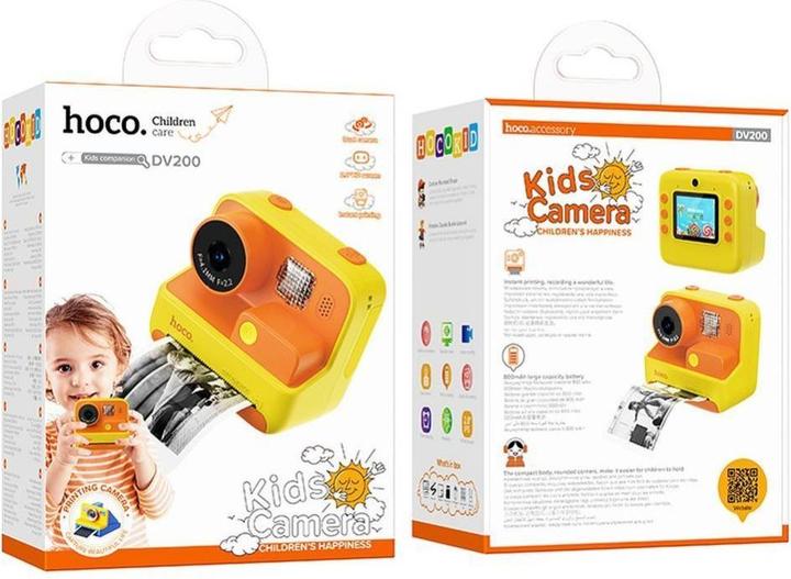 Produktbild Hoco Headphone with microphone digital kids camera with printer DV200 yellow