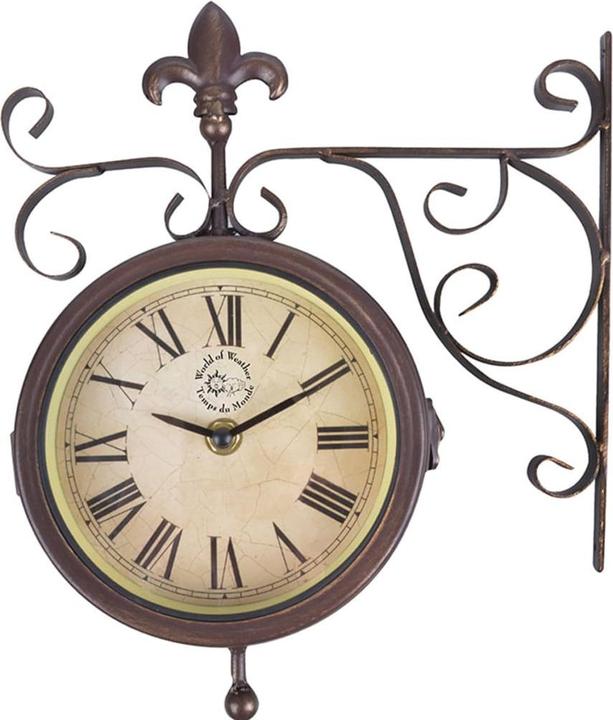 Actual product image Esschert Design Garden clock station with thermometer 25 x 28.5 cm, Beige/Brown (25 cm)
