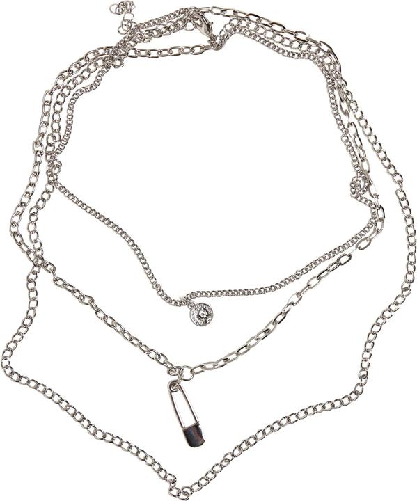Actual product image Urban Classics Safety Pin Layering Necklace (70% iron, 30% zinc)