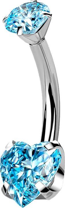 Actual product image Star Piercing Banana silver with crystal and crystal heart aqua (Titanium G23, without brass)