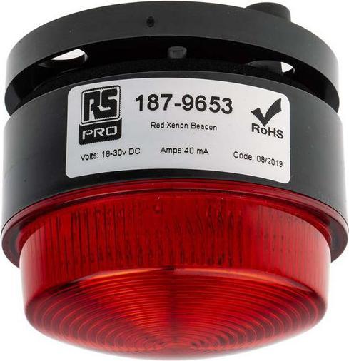 Produktbild Rs Pro Xenon Blitz Signalleuchte Rot, 18  30 V dc, Ø 76mm x 50mm