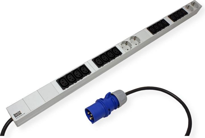 Produktbild Bachmann IT PDU ALU 1HE 16x C13 4x Schutzkontakt CEE 16A blau