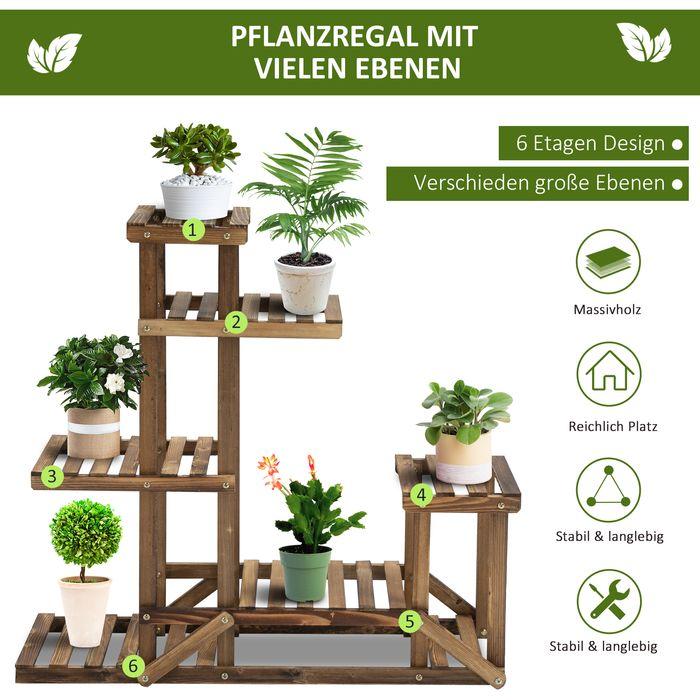 Produktbild Swisshandel24 Pflanzenregal Blumenständer Massivholz 6 Ebenen Vierstufiges Blumenregal Blumentreppe Blumenleiter V