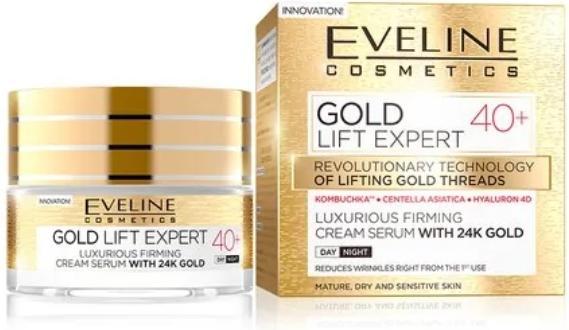 Eveline Gold Lift Expert 40+ Luxurious Firming Cream-Serum From 24K Gold For Mature Day/Night (50 ml)
