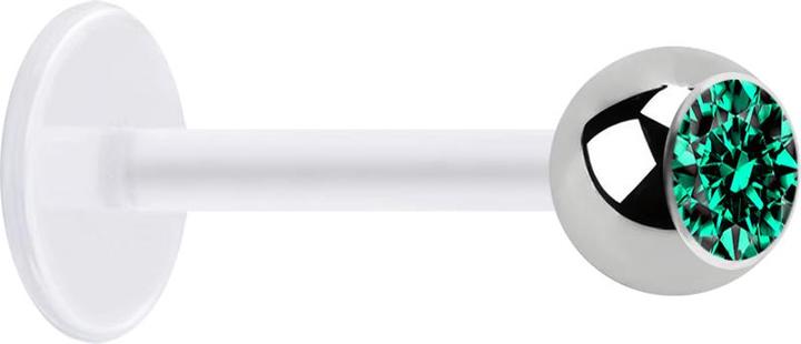 Produktbild Star Piercing Micro Labret transparent mit Kugel silber und Kristall türkis (ohne Messing, Chirurgenstahl 316L, Bioflex)
