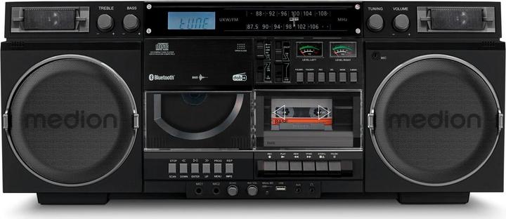 Produktbild Medion LIFE® P66538 Retro-Boombox DAB+/PLL-UKW Radio, Bluetooth® 5.3 für das Abspielen von Smartphone & Co (FM, DAB+, Bluetooth)