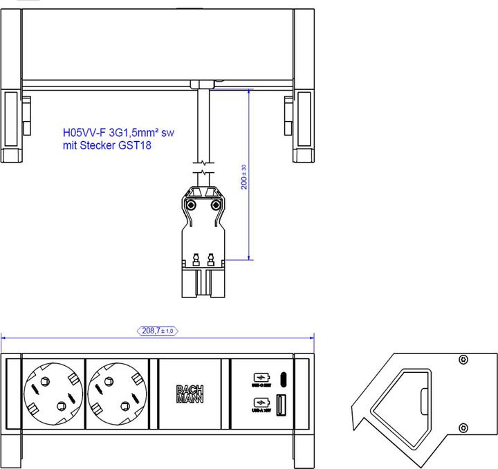 Image du produit Bachmann Desk2 (3 x, CEE 7/3, 0.20 m)