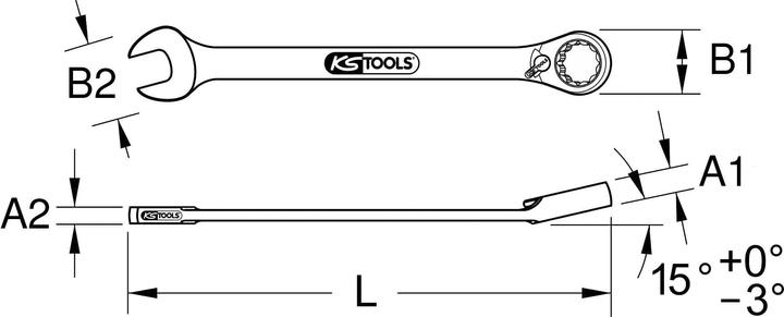 Actual product image KS Tools GEARplus ratchet ring open end wrench reversible (5/16")