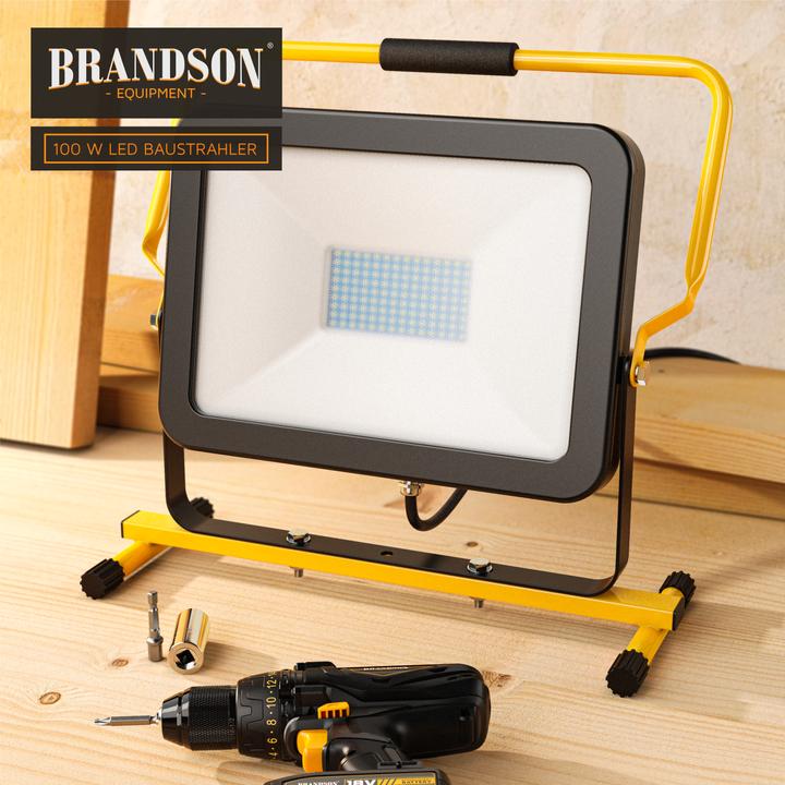 Actual product image Brandson Construction spotlight, 100W LED work light, carrying handle, 10000 lumen, construction spotlight (9500 lm)