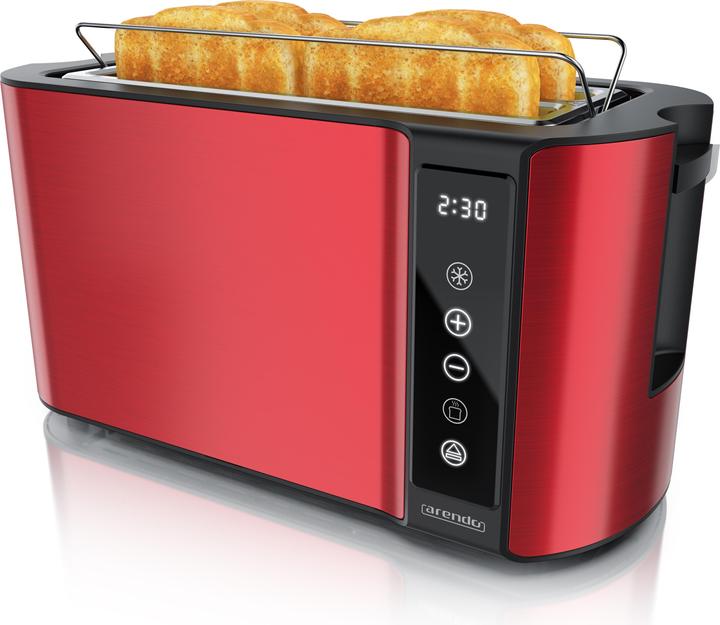 Produktbild Arendo Toaster Edelstahl 4 Scheiben Langschlitz, Brötchenaufsatz, Display mit Restzeitanzeige, Touchpanel