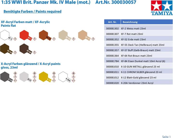 Actual product image Tamiya British Tank Mk.IV Male with engine