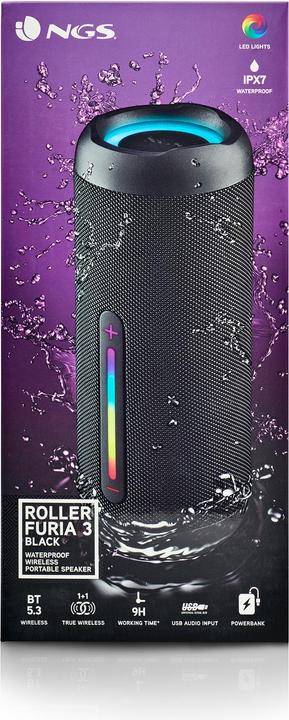 Immagine prodotto NGS Enceinte Nomade Bluetooth Roller Furia 3 (Noir) (9 h, Batteria ricaricabile)