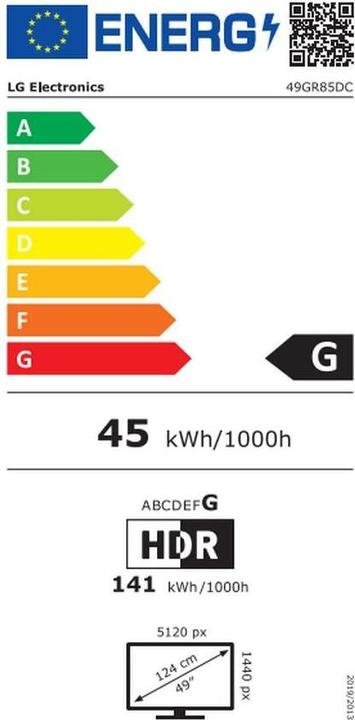 Energy Label LG UltraGear 49GR85DC-B (5120 x 1440 pixels, 49")